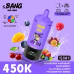 dh-vape-bang-leader-450k-bouffées-450000-entrepôt-ue-myrtille-framboise-mélange de baies-cerise de Californie-fruit de la passion-mangue