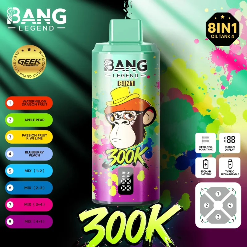 dh-vape-eu-lager-bang-legend-300k-puff-Wassermelone-Bubblegum-Heidelbeere-Pfirsich-Eis-Cantaloupe-Apfel-Erdbeere-Banane